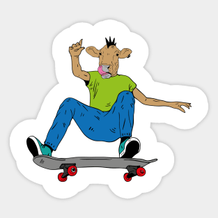 Cow Skater Punk Sticker